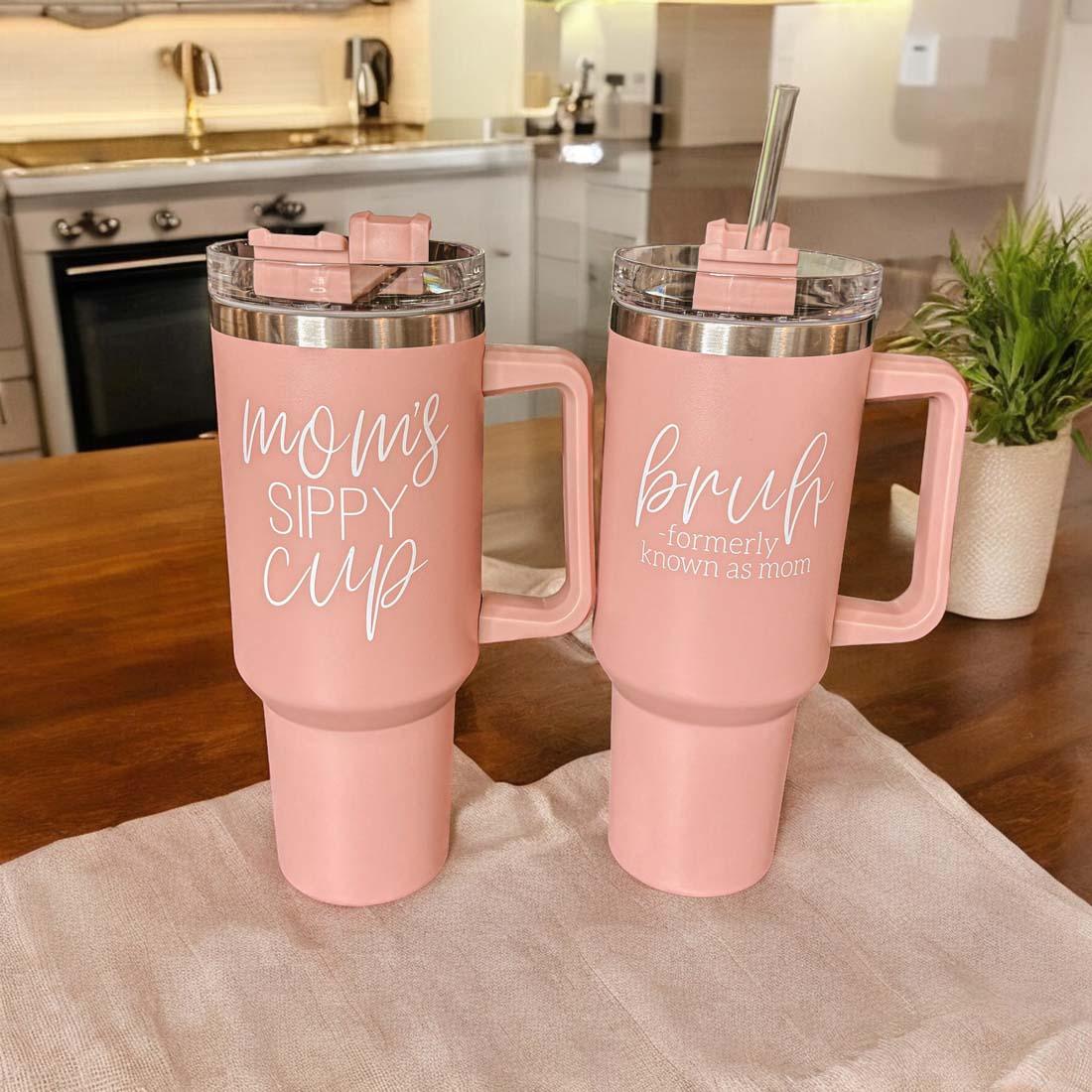 Mom's Sippy 40oz Insulated Tumbler - Pink