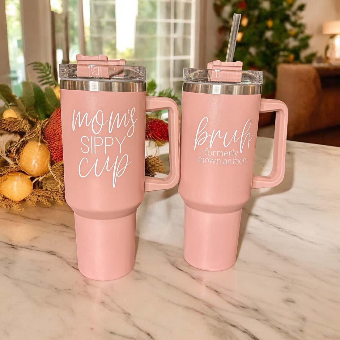 Mom's Sippy 40oz Insulated Tumbler - Pink