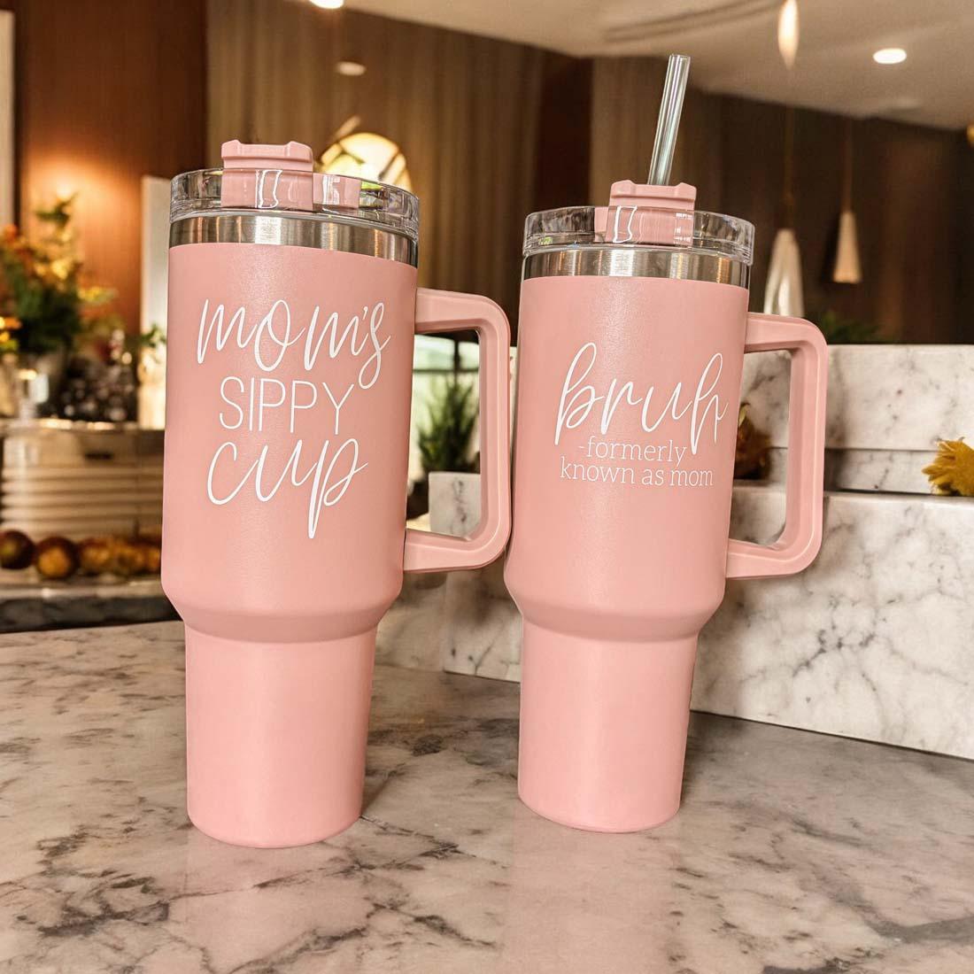 Mom's Sippy 40oz Insulated Tumbler - Pink