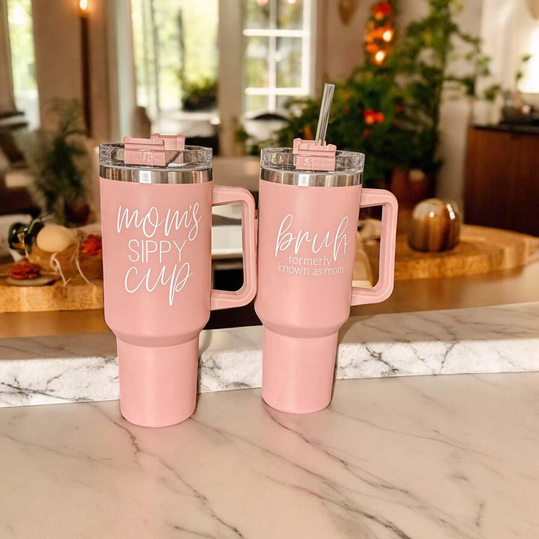 Mom's Sippy 40oz Insulated Tumbler - Pink