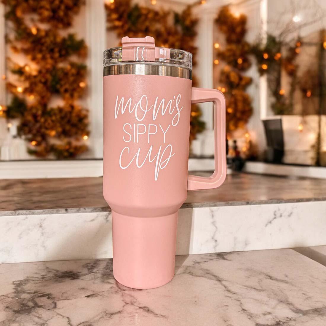 Mom's Sippy 40oz Insulated Tumbler - Pink