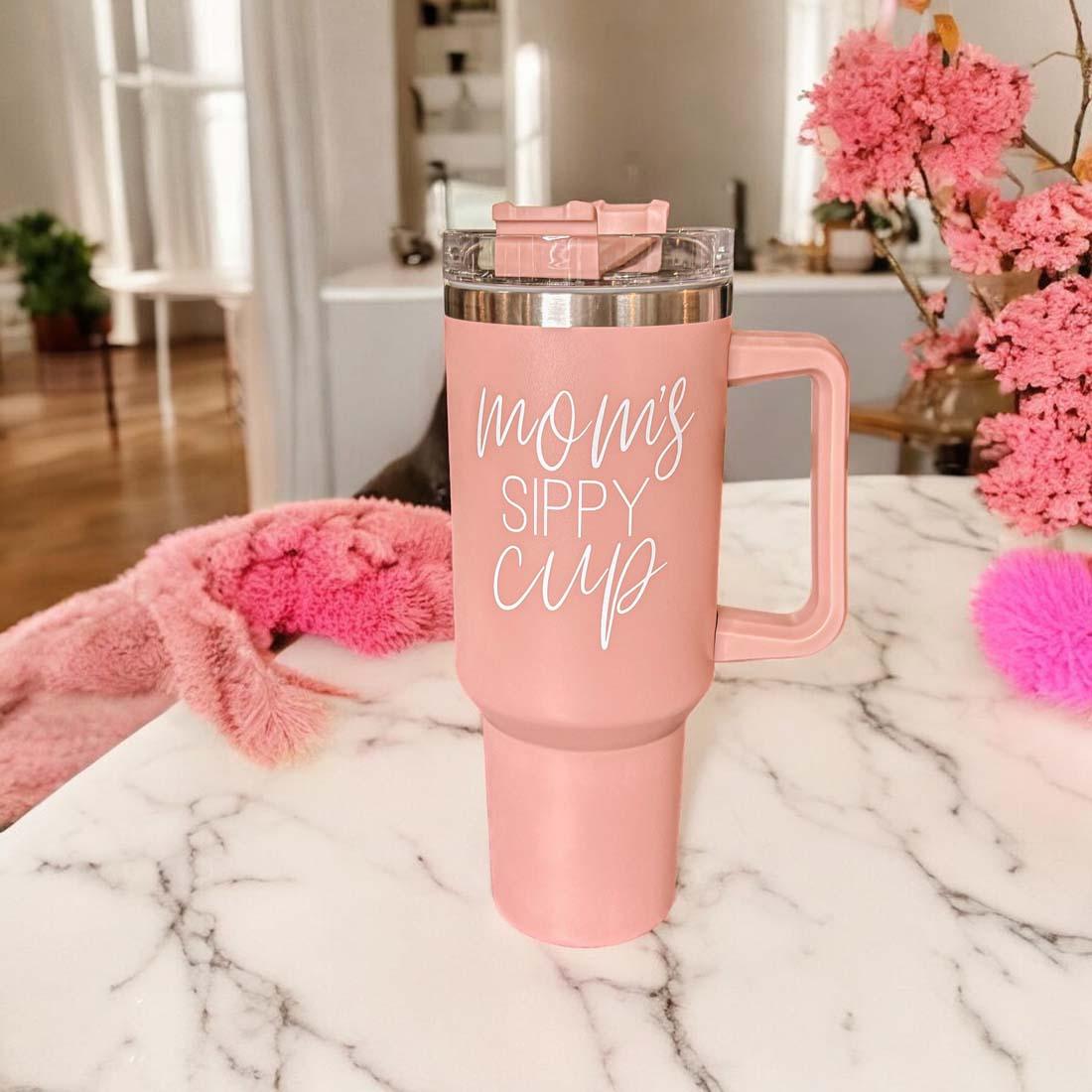 Mom's Sippy 40oz Insulated Tumbler - Pink