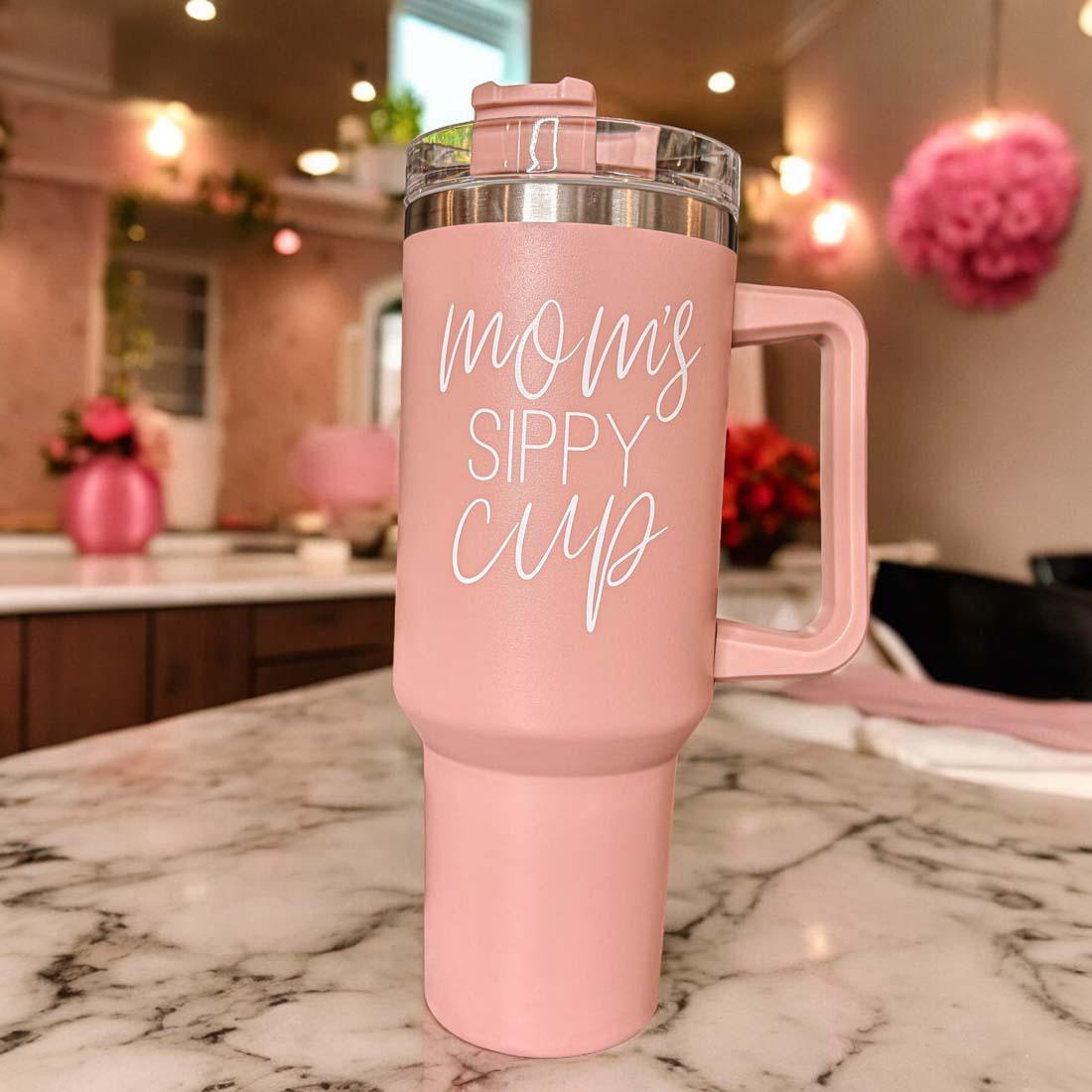 Mom's Sippy 40oz Insulated Tumbler - Pink