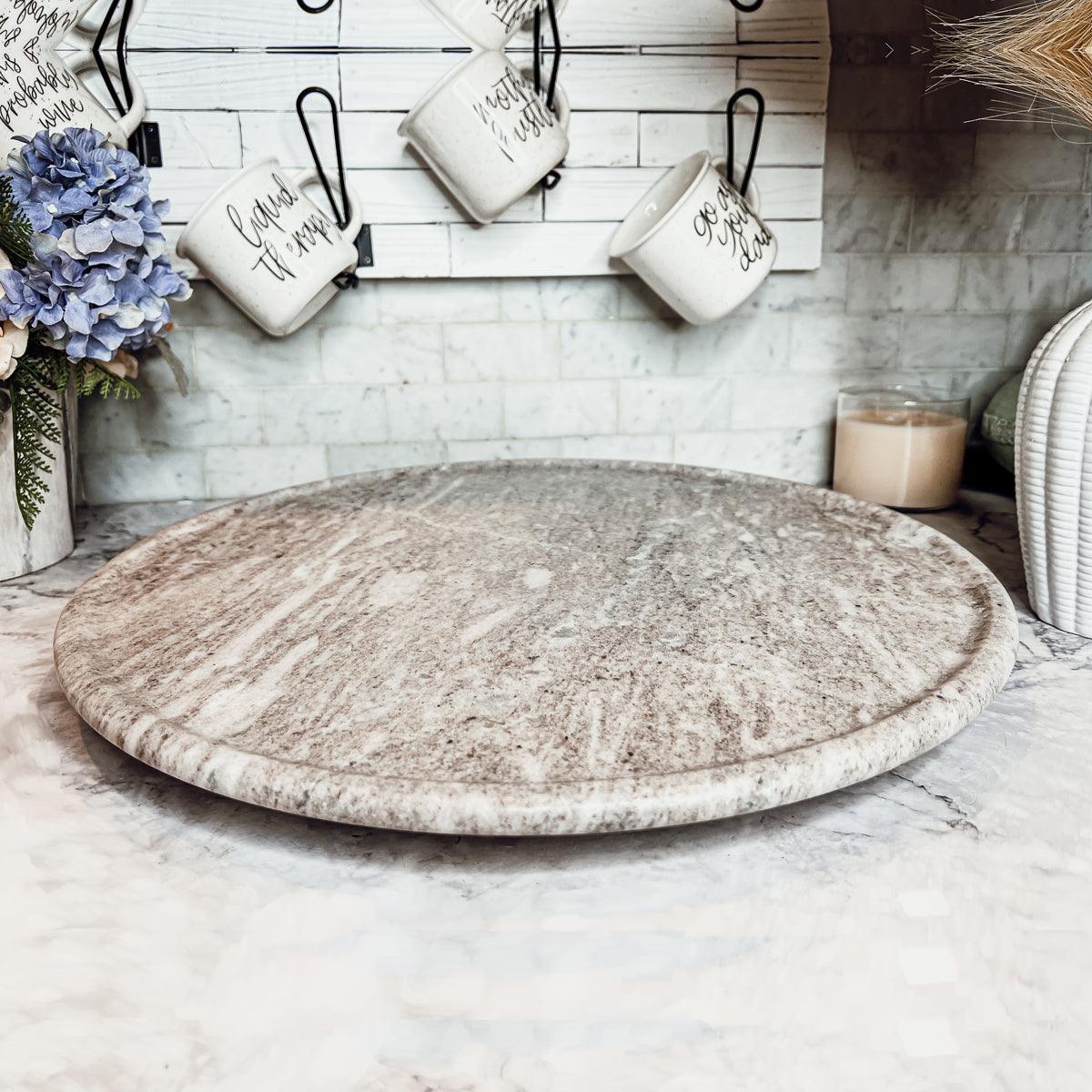 Marble Lazy Susan Rotating Board - 18" White Marble