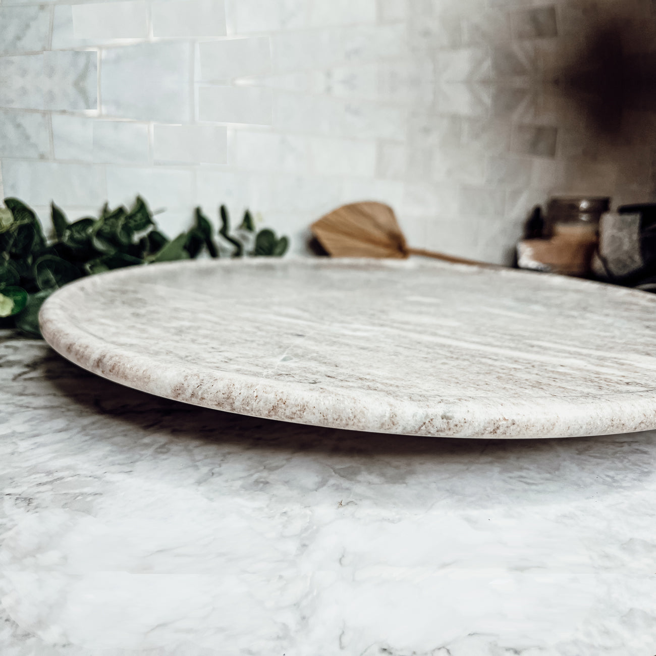 Marble Lazy Susan Rotating Board - 18" White Marble