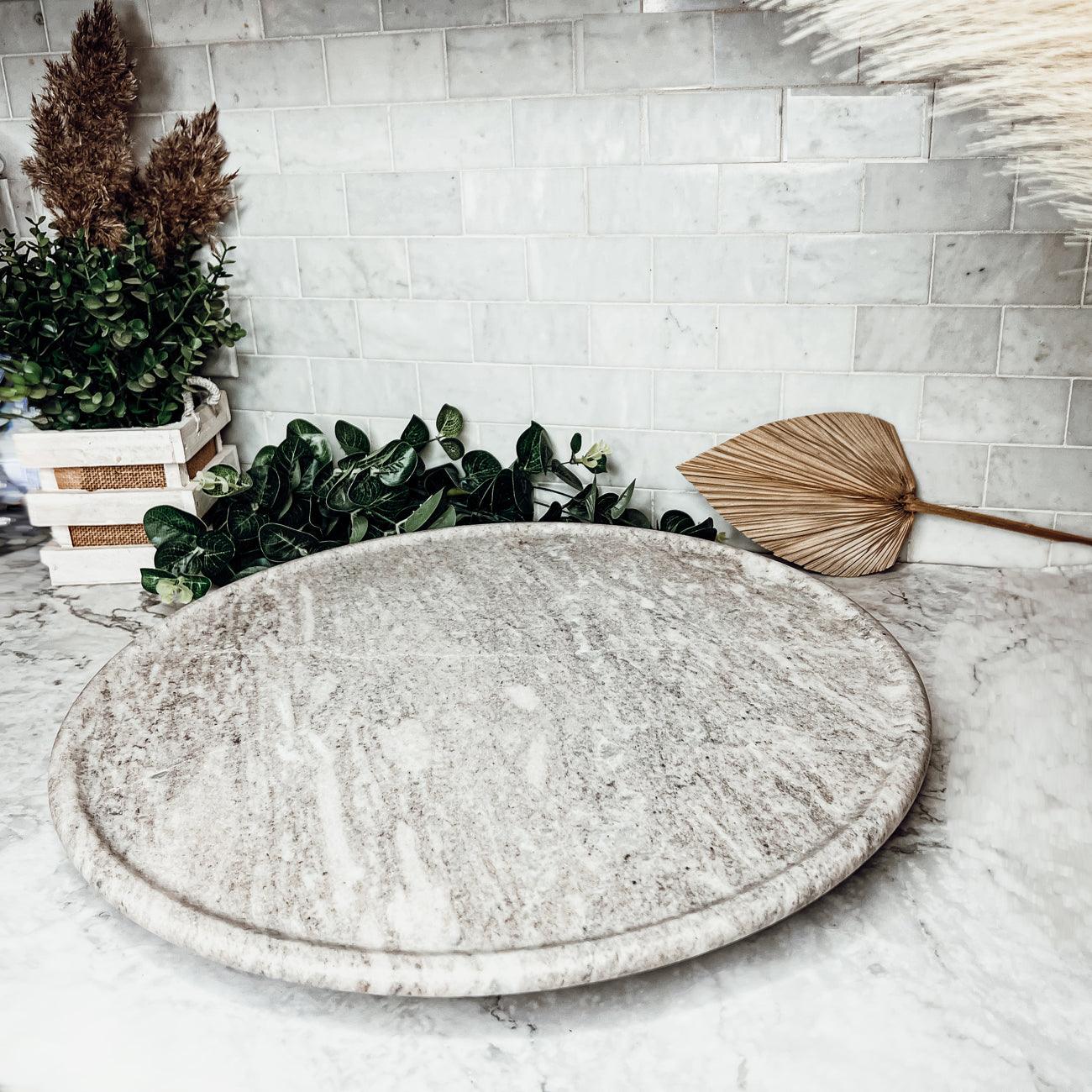 Marble Lazy Susan Rotating Board - 18" White Marble