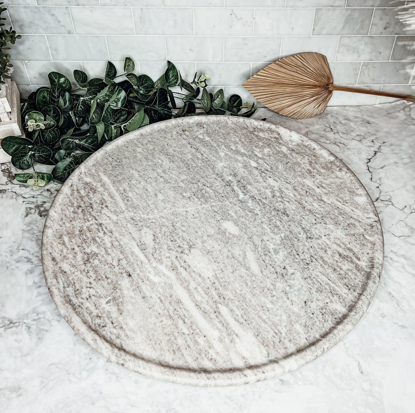 Marble Lazy Susan Rotating Board - 18" White Marble