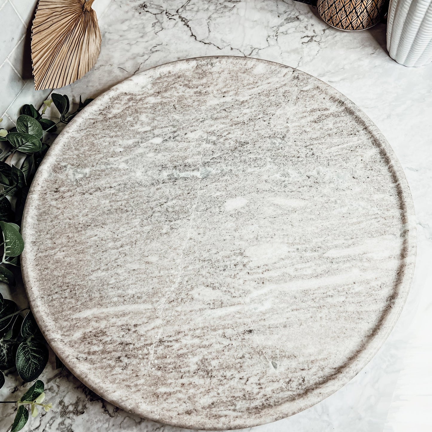 Marble Lazy Susan Rotating Board - 18" White Marble