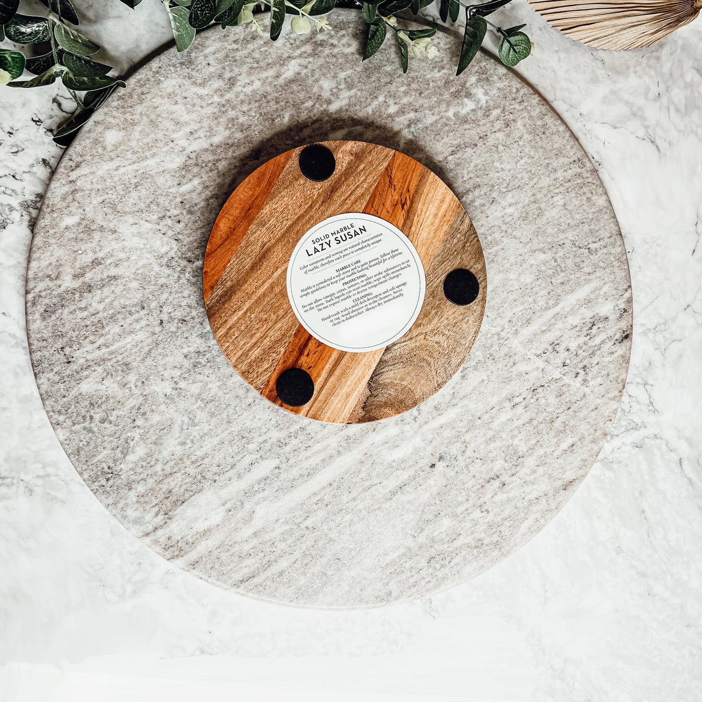 Marble Lazy Susan Rotating Board - 18" White Marble