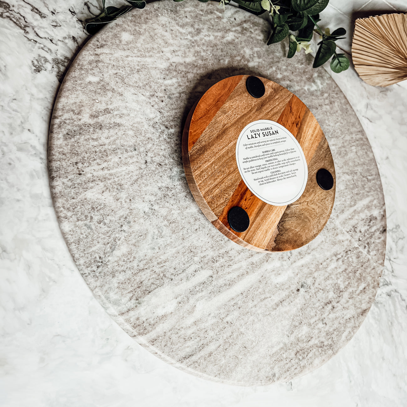 Marble Lazy Susan Rotating Board - 18" White Marble