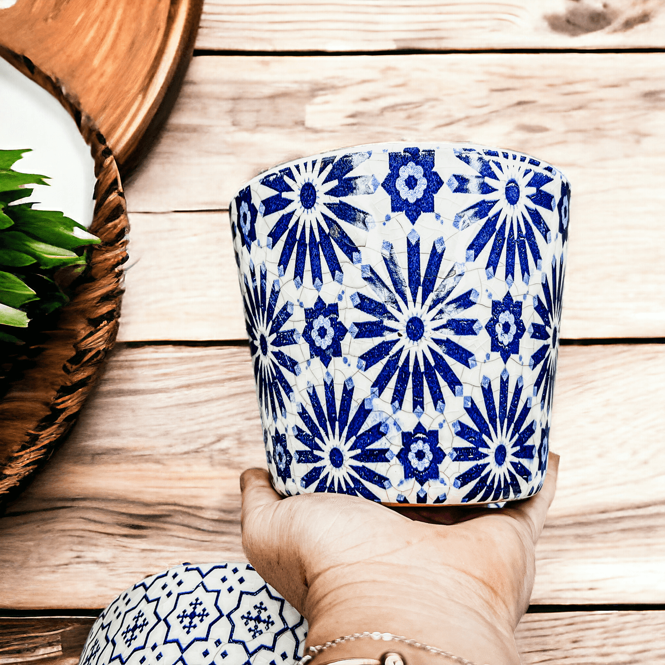 Terracotta Pot 5.5" - Rustic Patterned Handmade