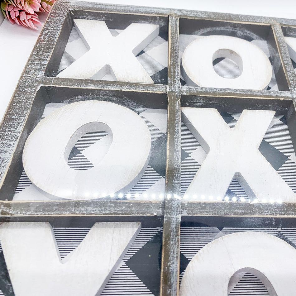 Gingham XOXO Tic Tac Toe Game - Wooden 12x12 or 6x6