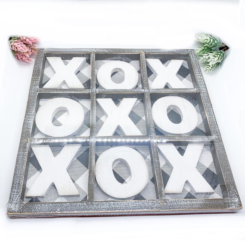 Gingham XOXO Tic Tac Toe Game - Wooden 12x12 or 6x6