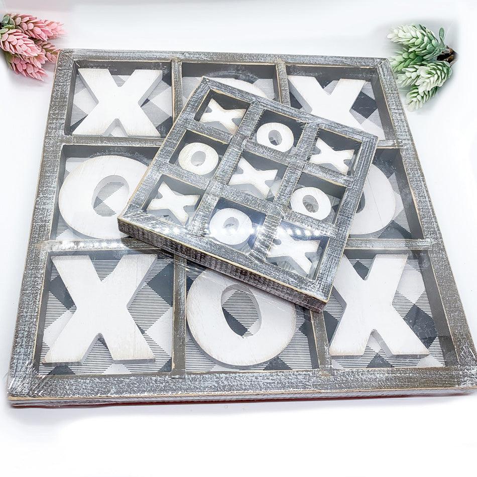 Gingham XOXO Tic Tac Toe Game - Wooden 12x12 or 6x6