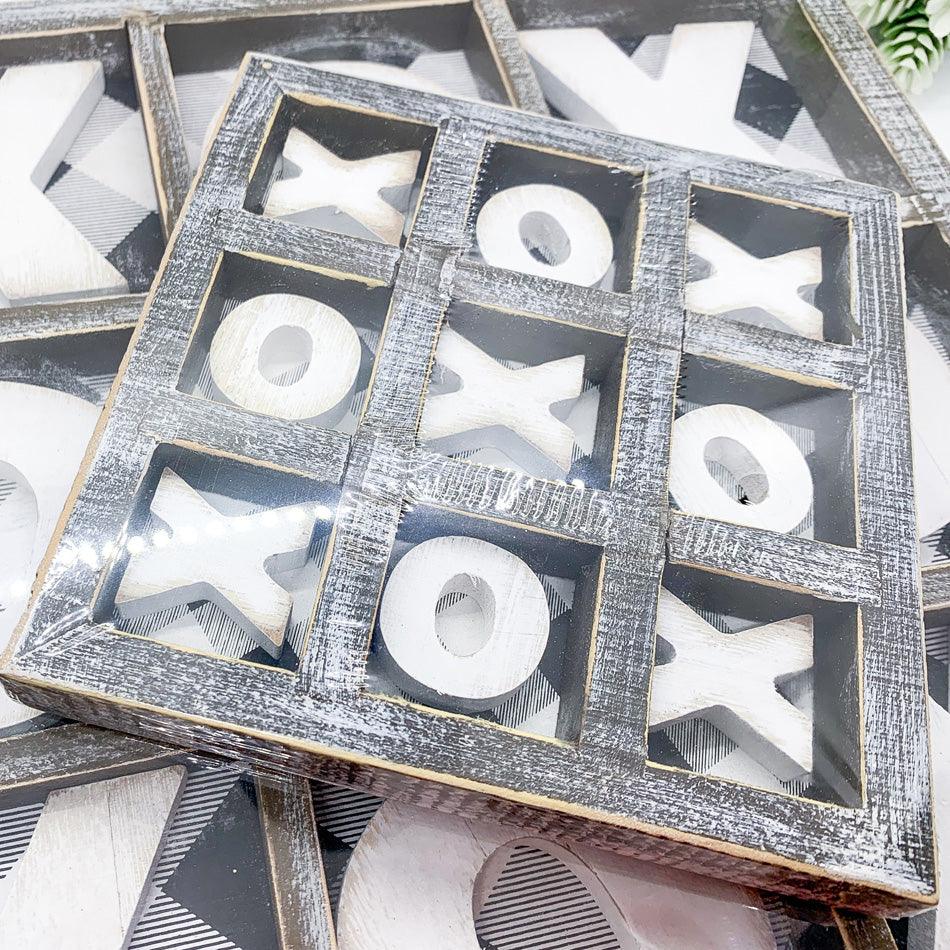 Gingham XOXO Tic Tac Toe Game - Wooden 12x12 or 6x6