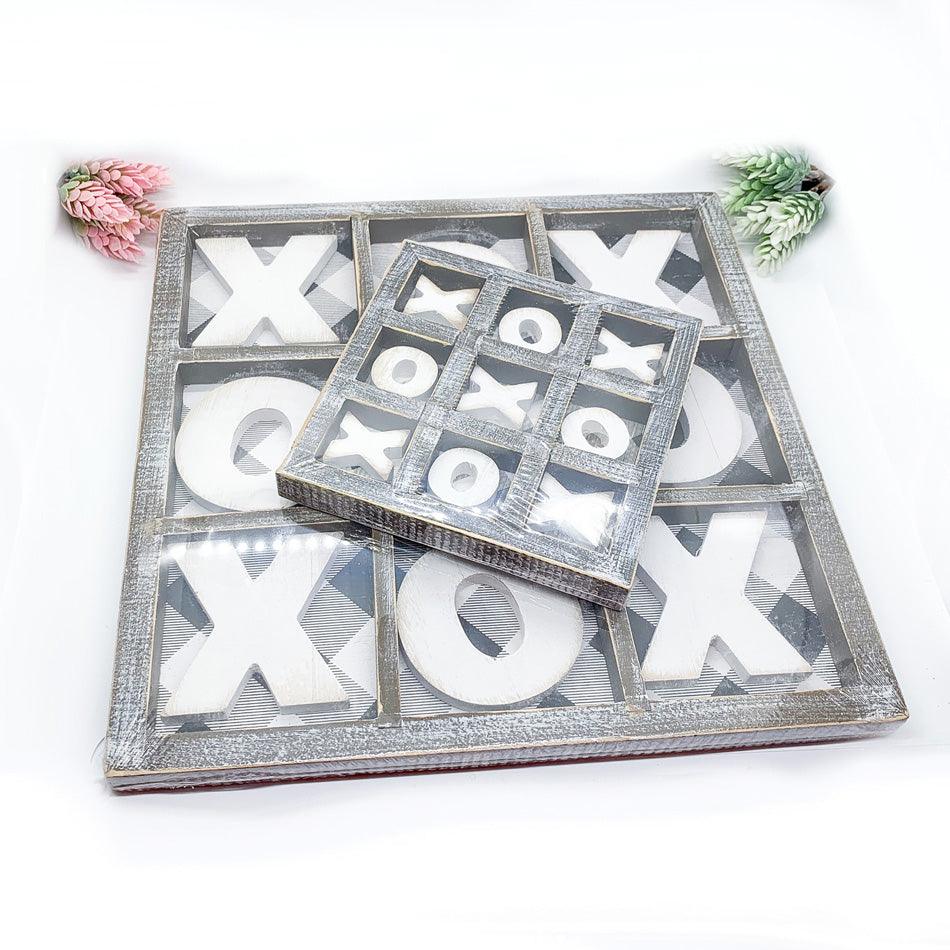 Gingham XOXO Tic Tac Toe Game - Wooden 12x12 or 6x6