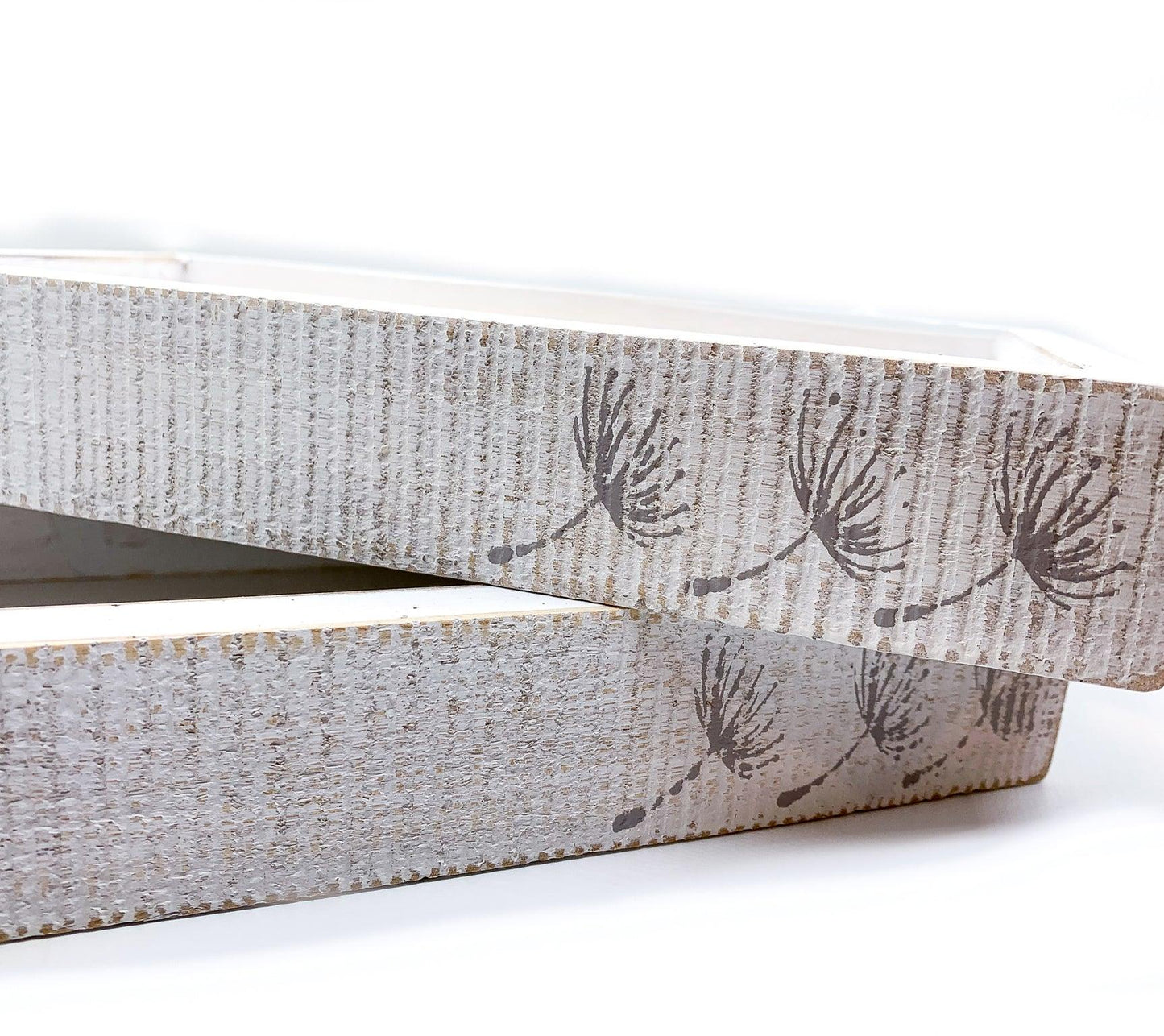 Farmhouse Dandelion Wooden Tray - 10x6 Distressed White