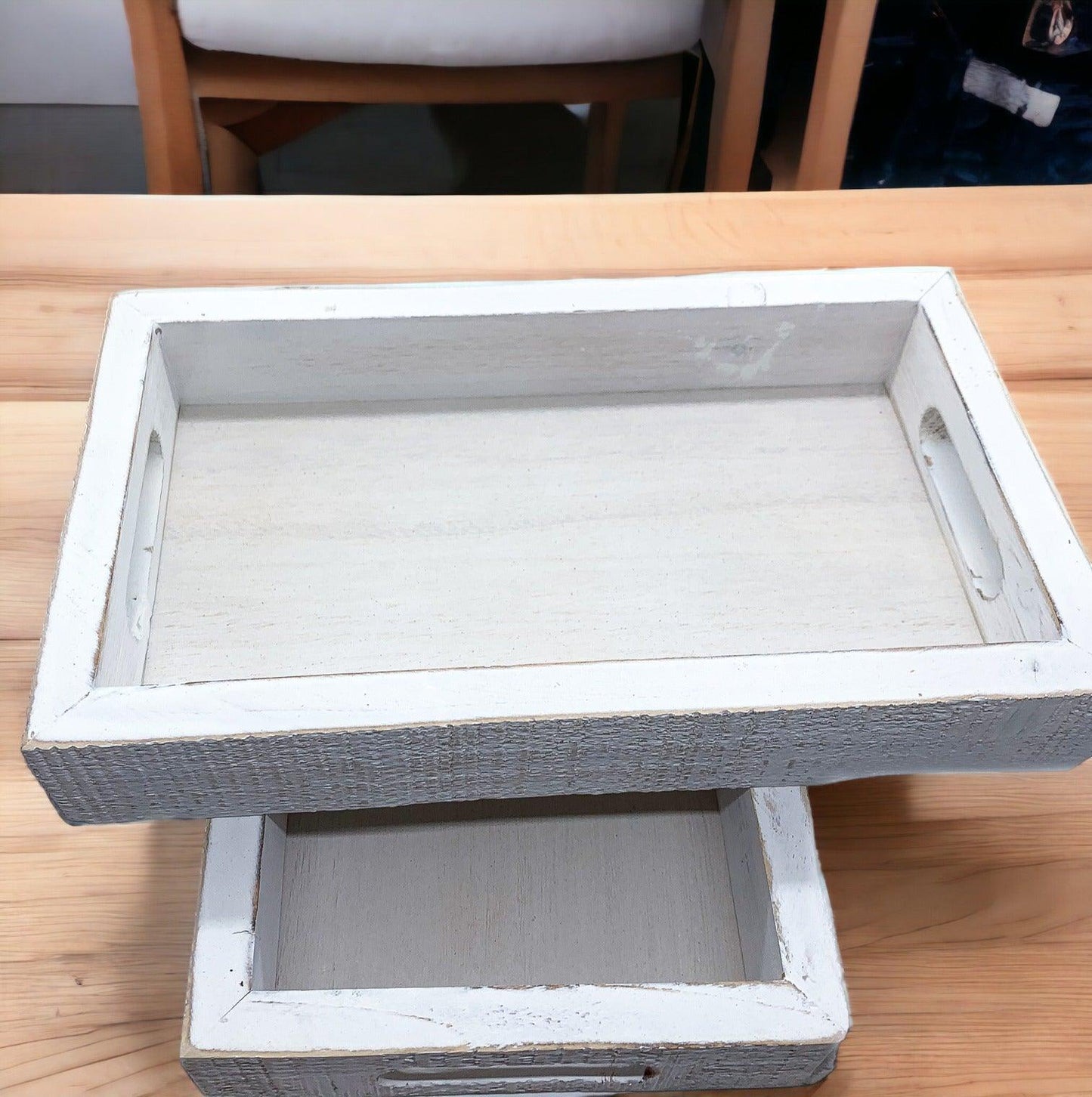 Farmhouse Dandelion Wooden Tray - 10x6 Distressed White