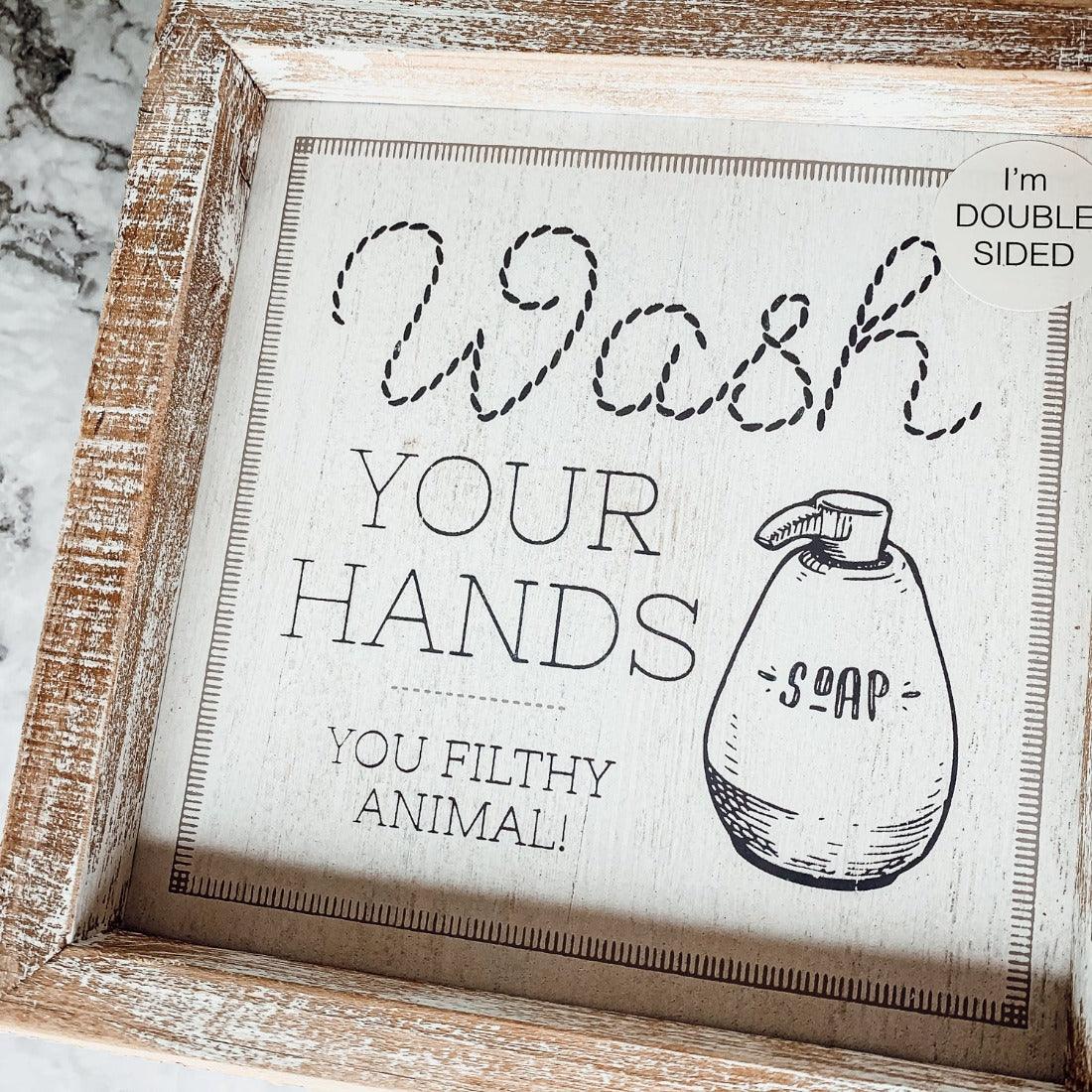 Wipe It Real Good Double-Sided Bathroom Sign - 7x7" Framed
