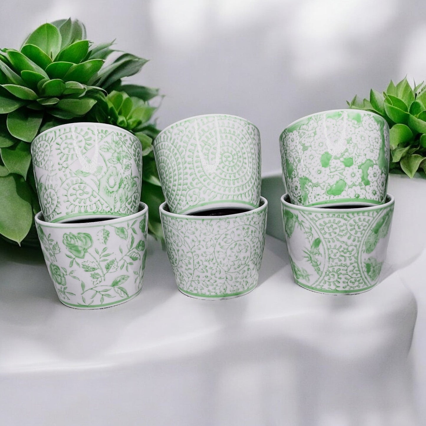 Mini Green Hand-Painted Porcelain Cachepot
