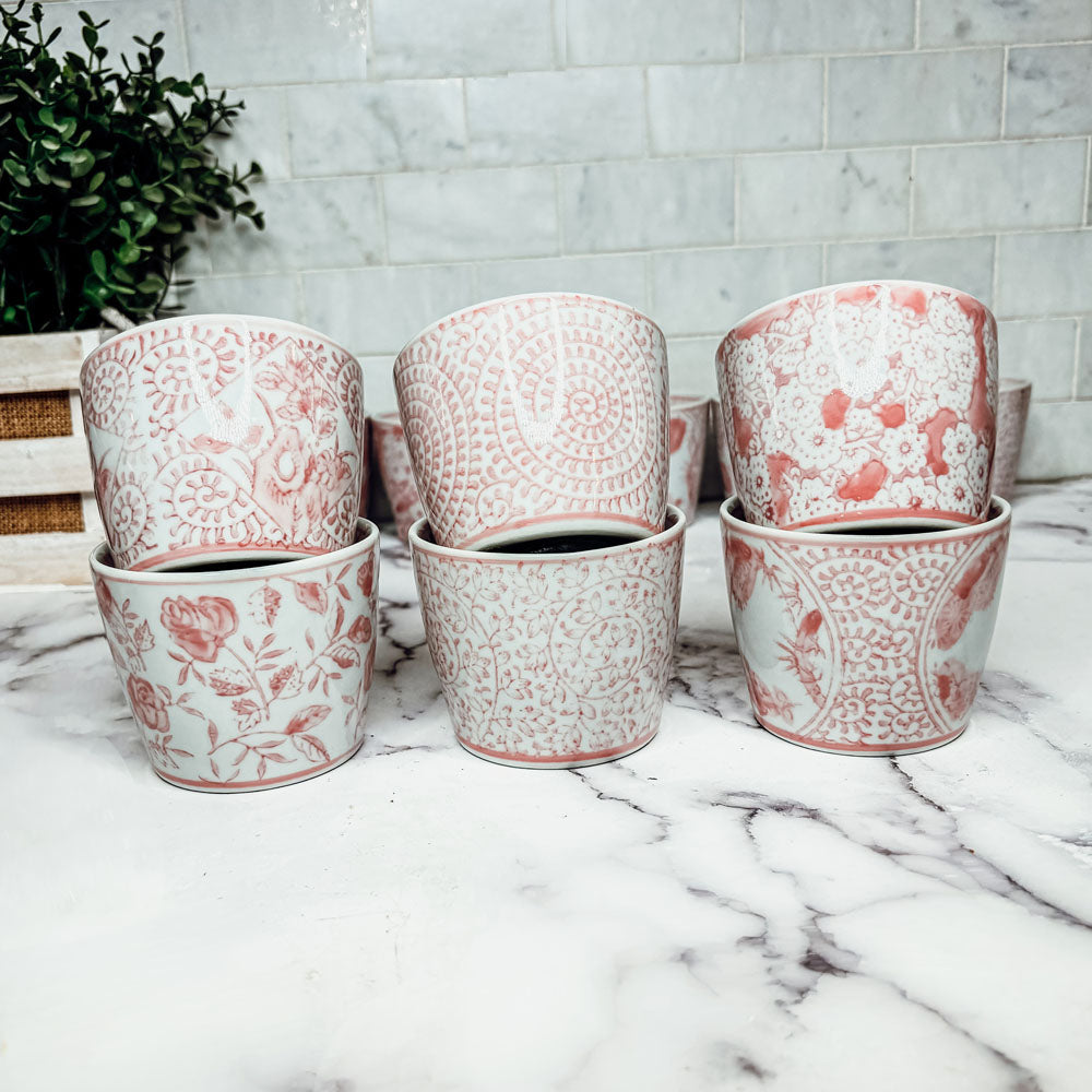 Mini Pink Hand-Painted Porcelain Cachepot