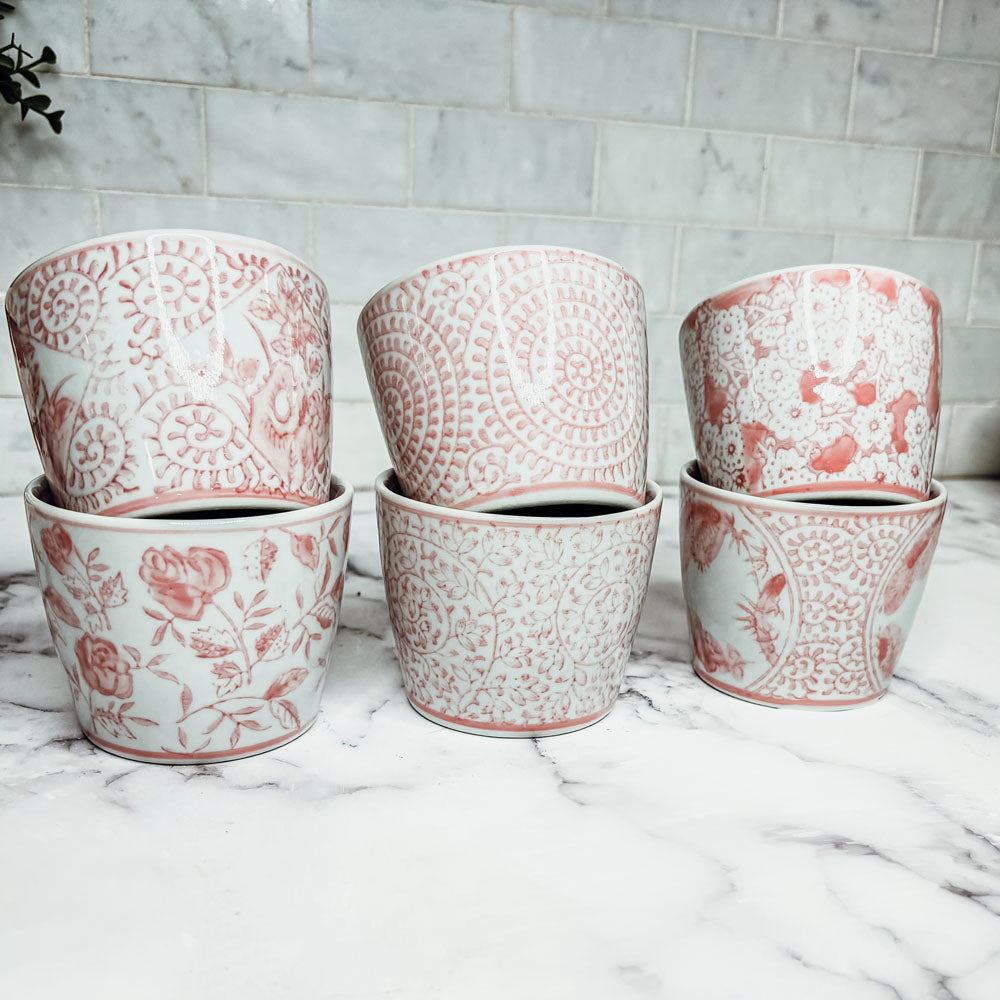 Mini Pink Hand-Painted Porcelain Cachepot