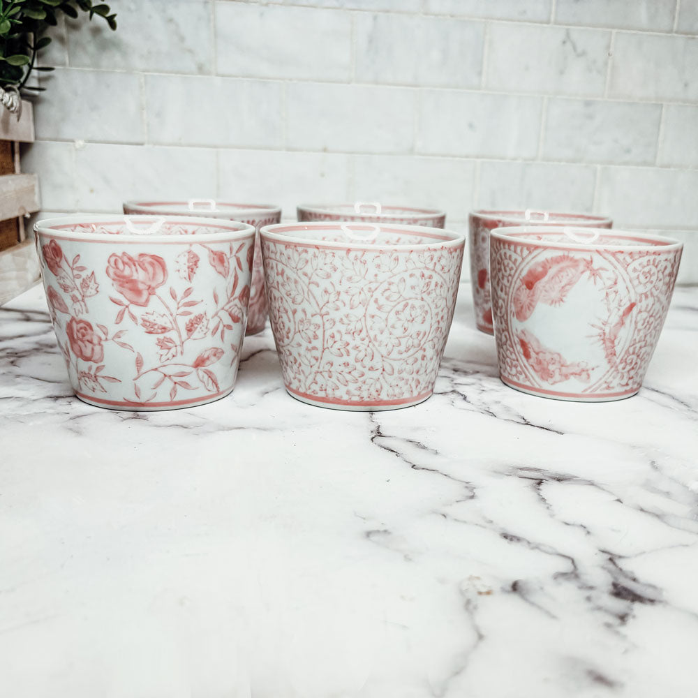 Mini Pink Hand-Painted Porcelain Cachepot