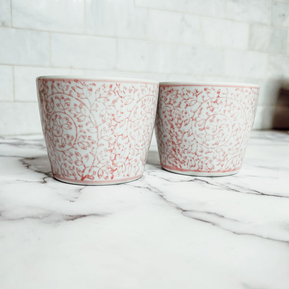 Mini Pink Hand-Painted Porcelain Cachepot