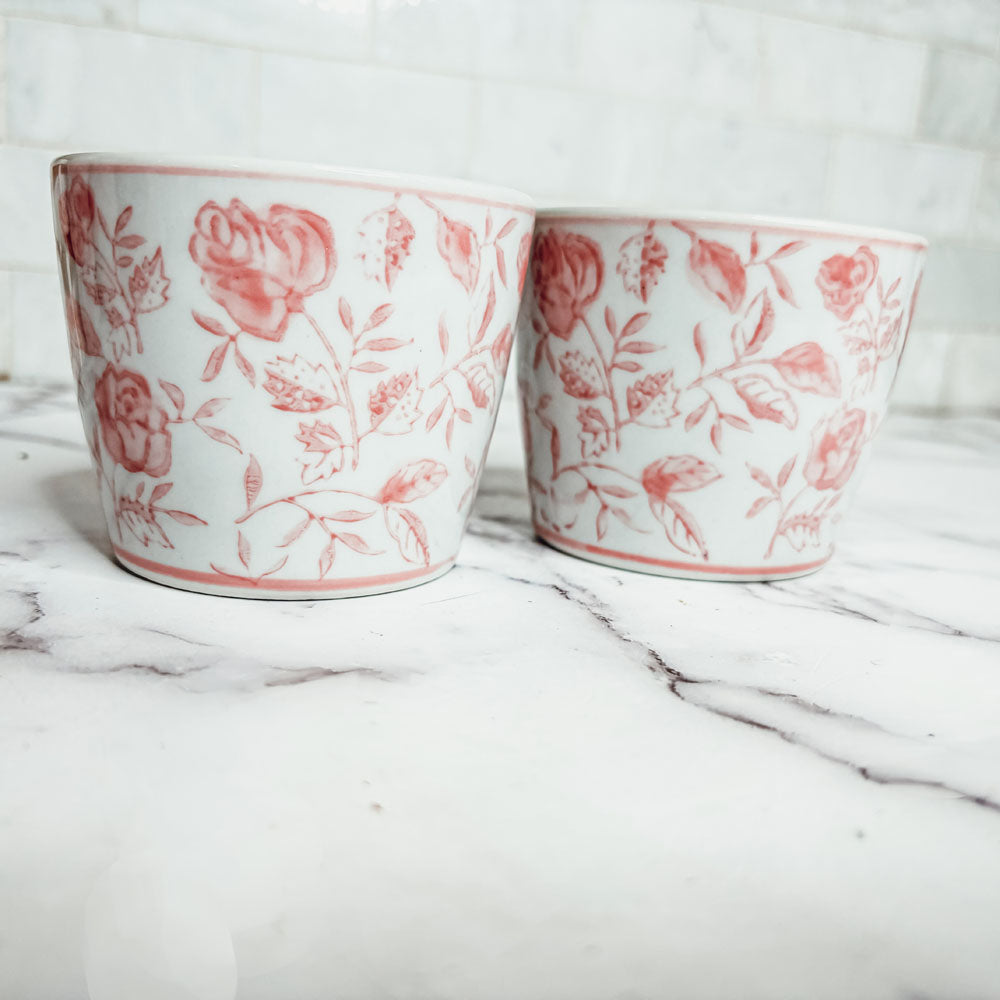Mini Pink Hand-Painted Porcelain Cachepot