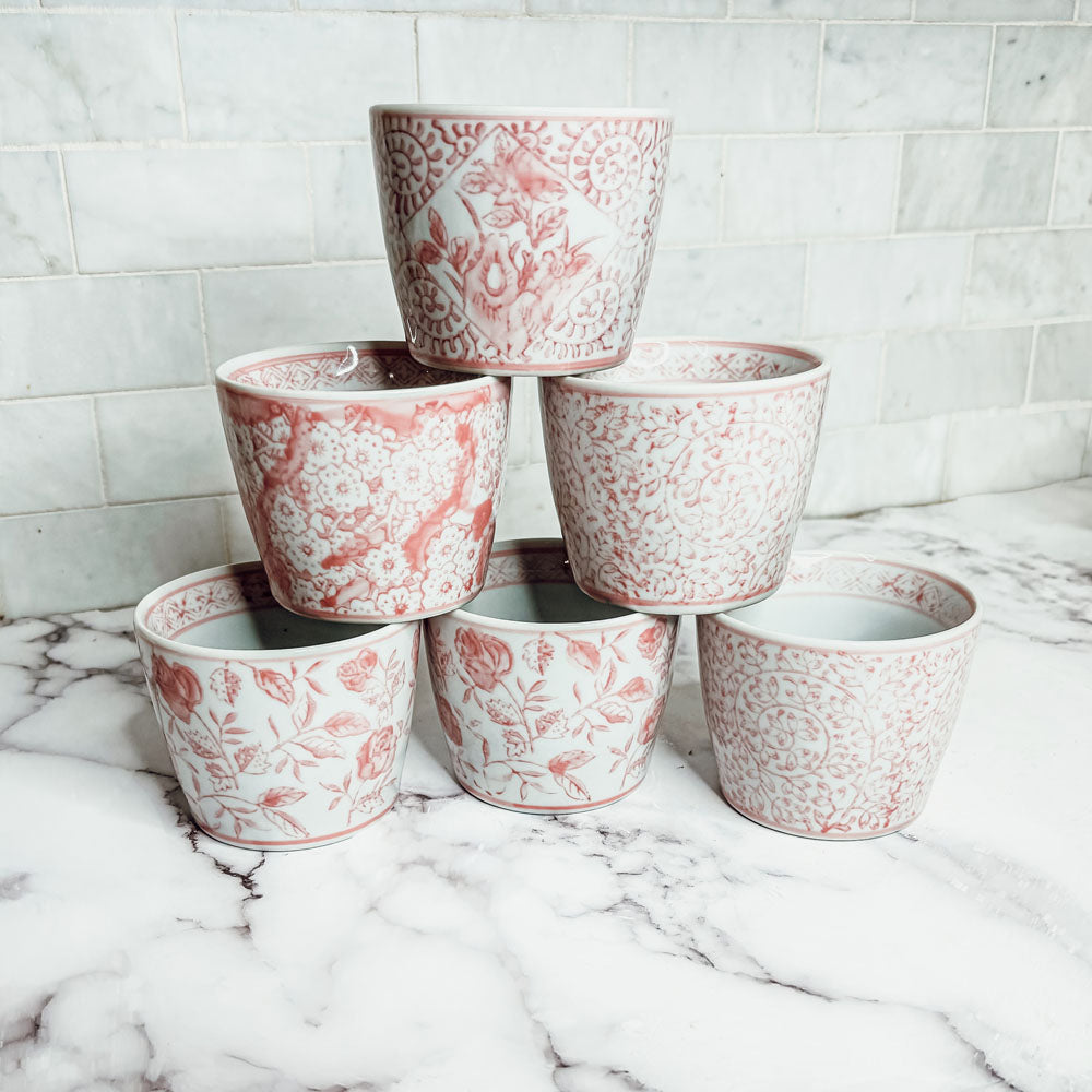Mini Pink Hand-Painted Porcelain Cachepot