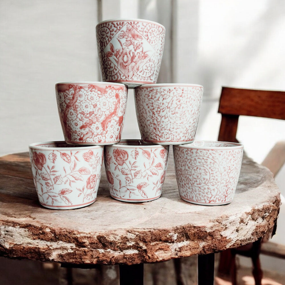 Mini Pink Hand-Painted Porcelain Cachepot
