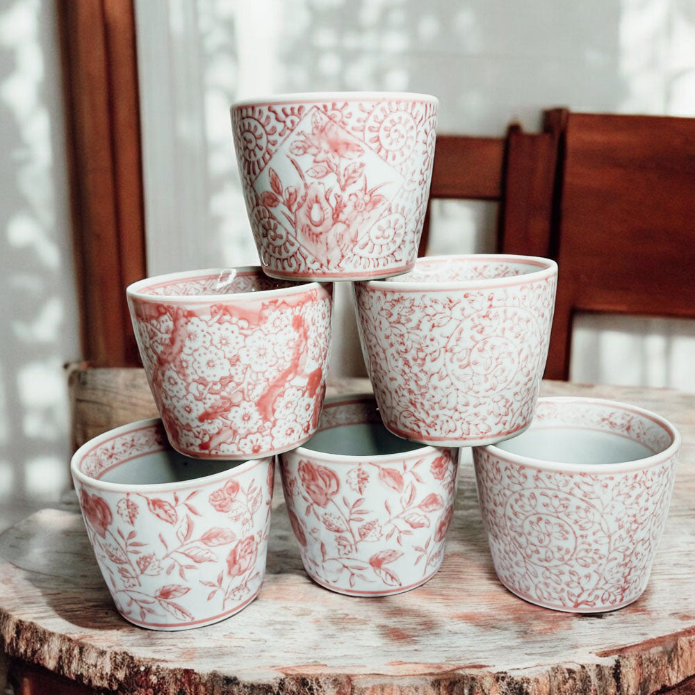 Mini Pink Hand-Painted Porcelain Cachepot