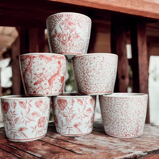 Mini Pink Hand-Painted Porcelain Cachepot