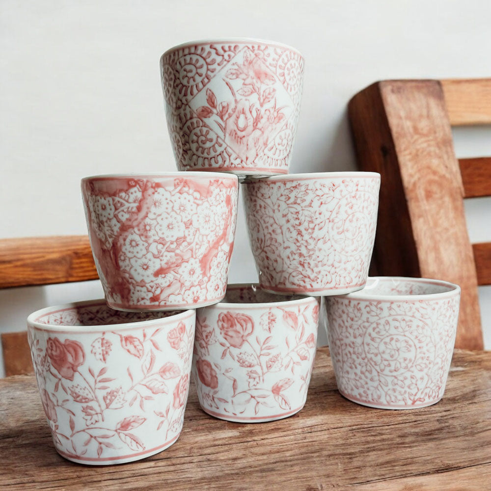 Mini Pink Hand-Painted Porcelain Cachepot