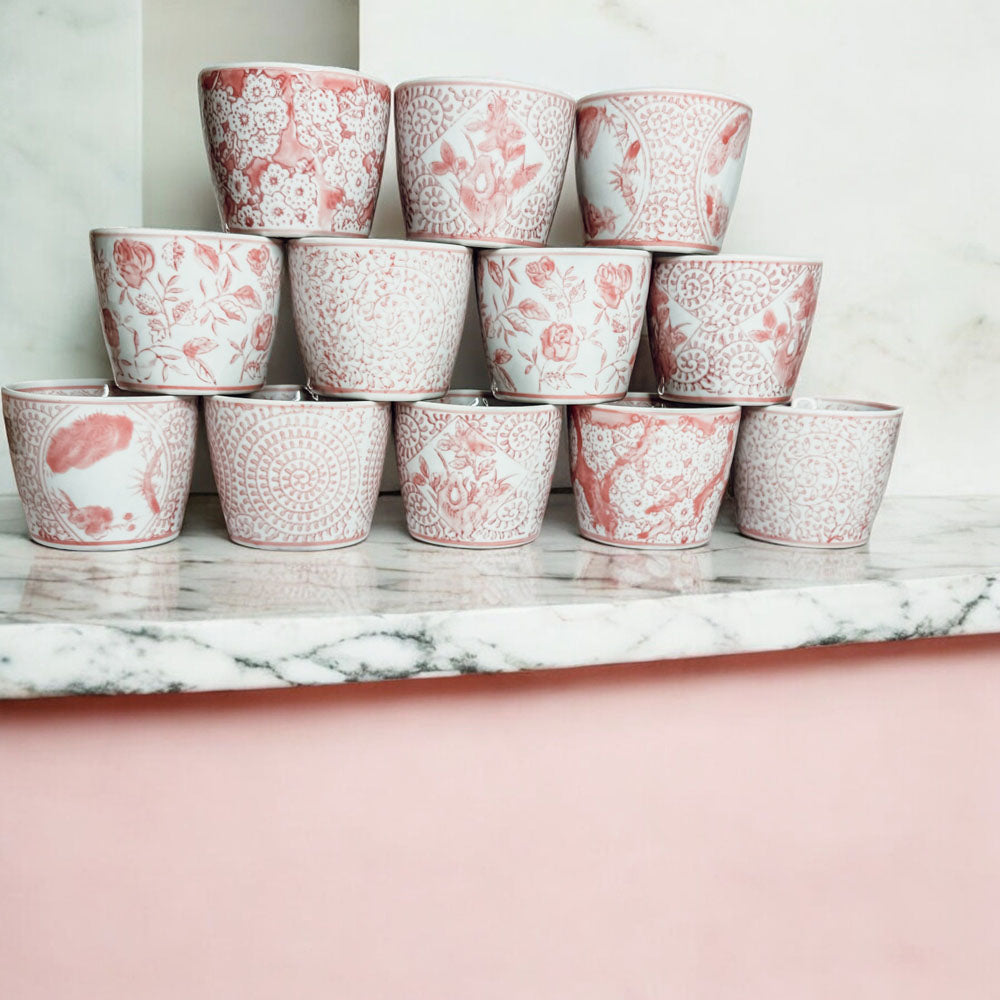 Mini Pink Hand-Painted Porcelain Cachepot