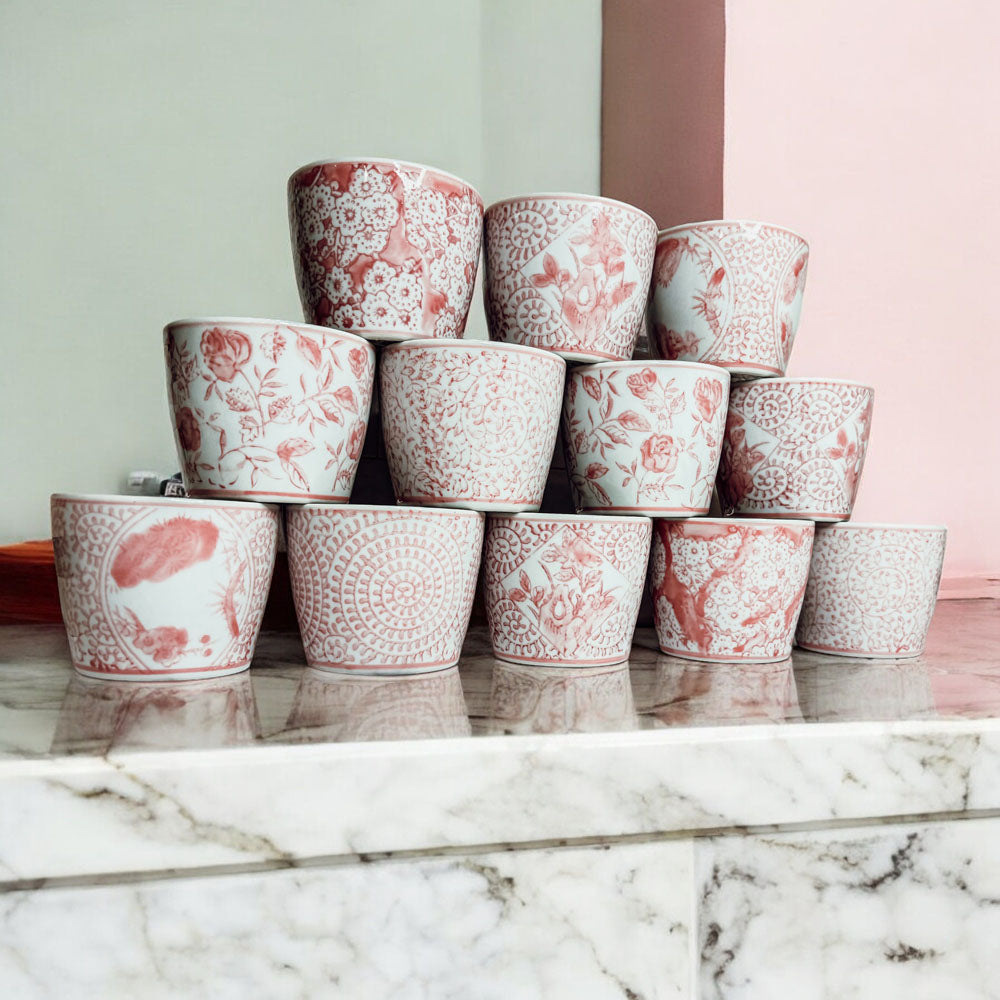 Mini Pink Hand-Painted Porcelain Cachepot