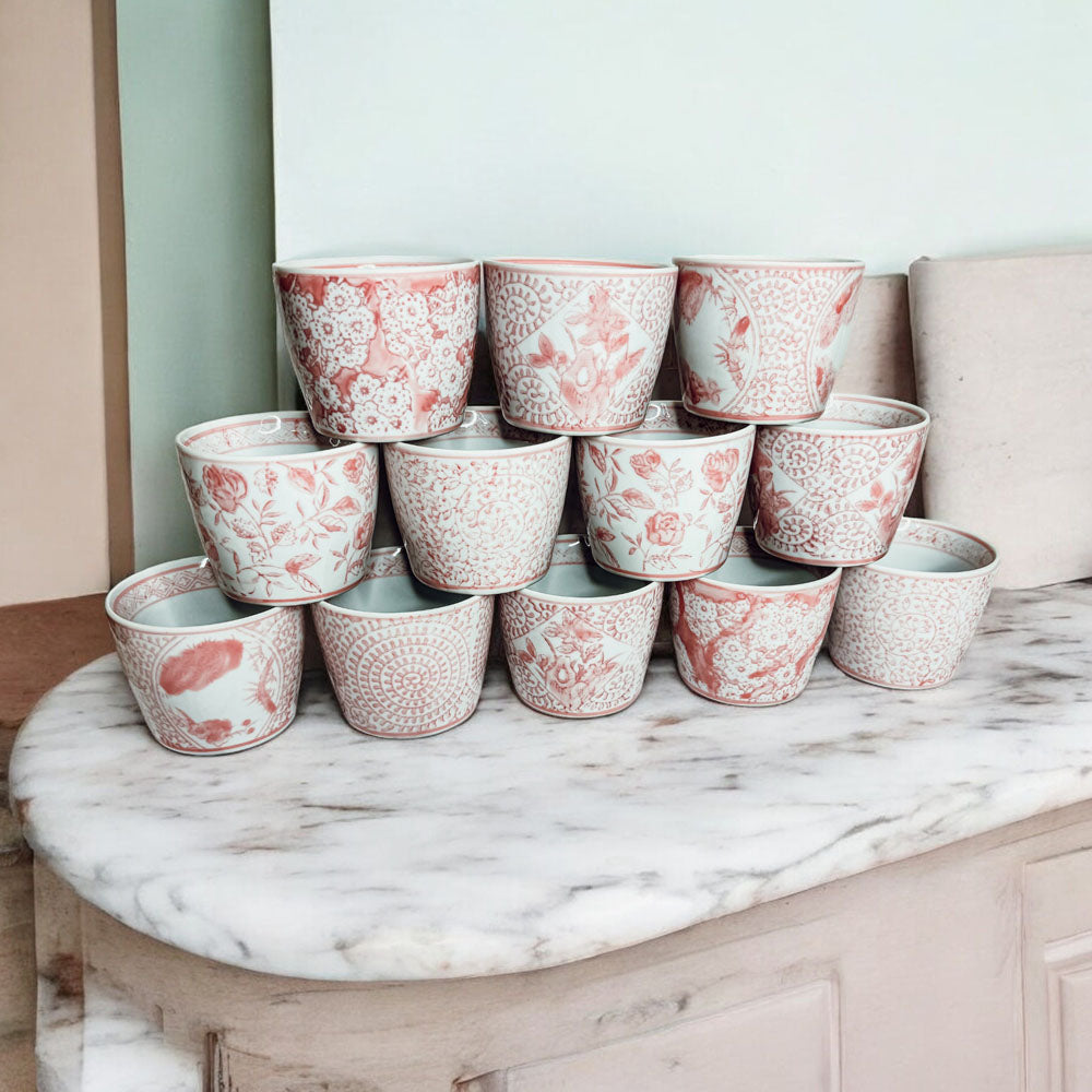 Mini Pink Hand-Painted Porcelain Cachepot