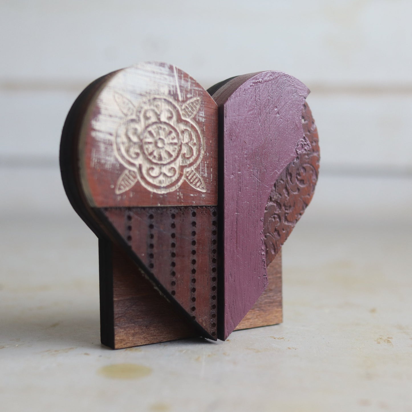 Reclaimed Wooden Heart Emojis - Handmade from Antique Piano Wood