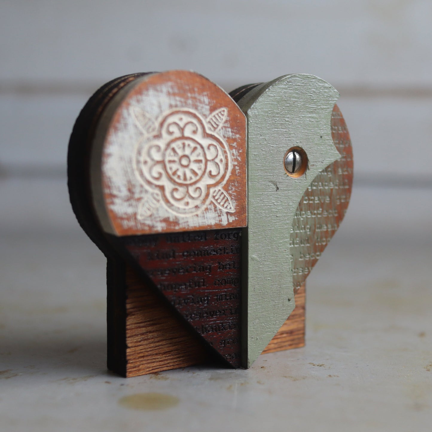 Reclaimed Wooden Heart Emojis - Handmade from Antique Piano Wood