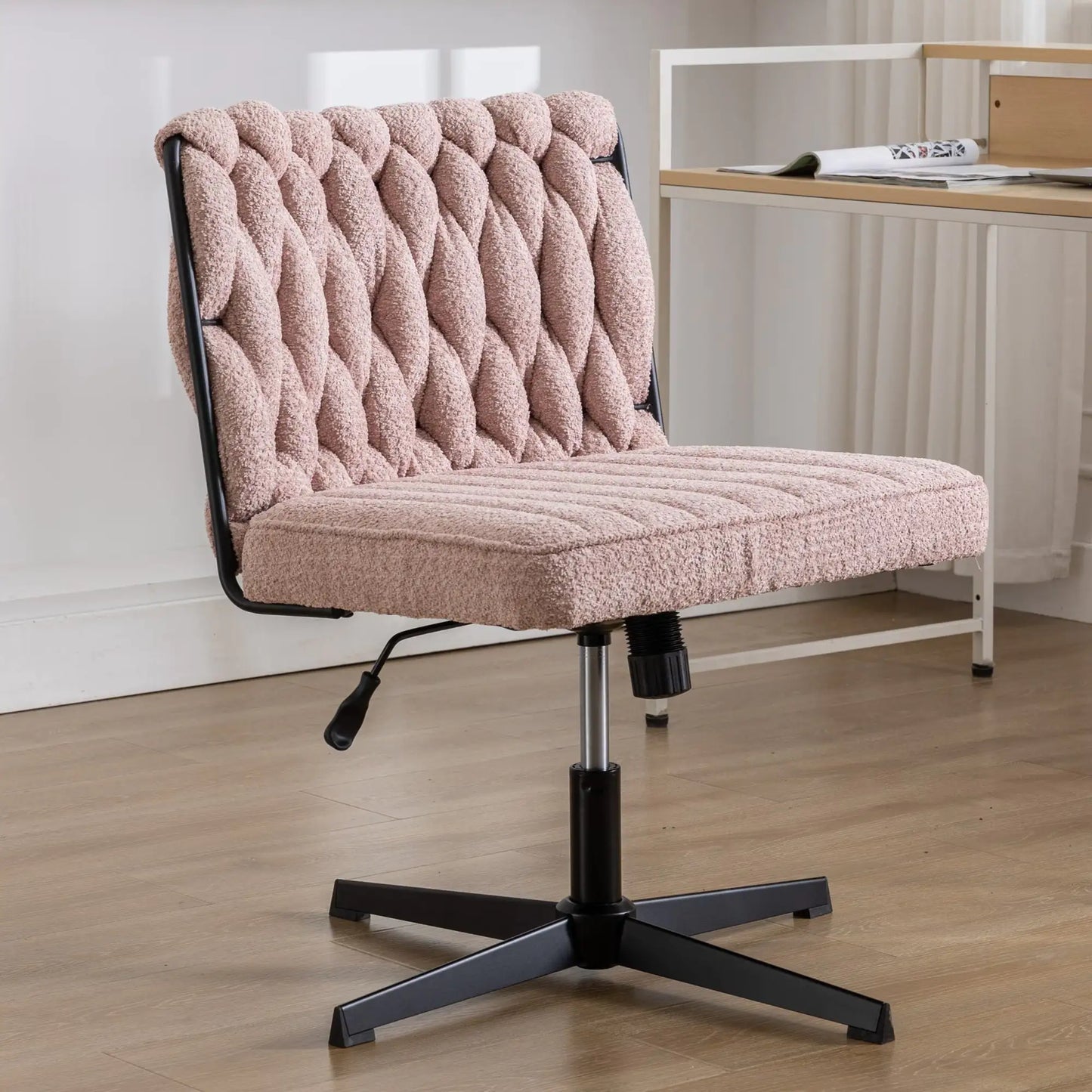 Armless Office Desk Chair No Wheels - Modern Stationary Chair