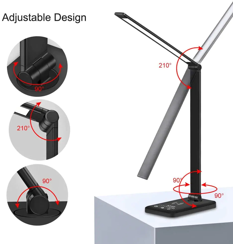 5 Lighting Mode LED Desk Lamp with Wireless Phone Charger