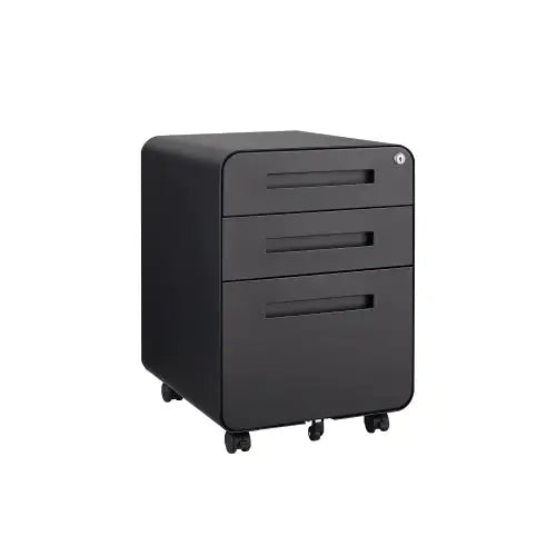 3 Drawer Mobile Filing Cabinet - Lockable Steel File Storage