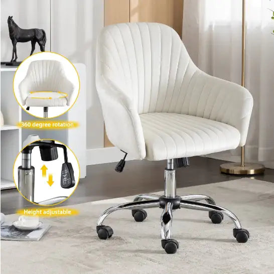 Velvet Office Chair - Modern Adjustable Swivel Chair with Casters
