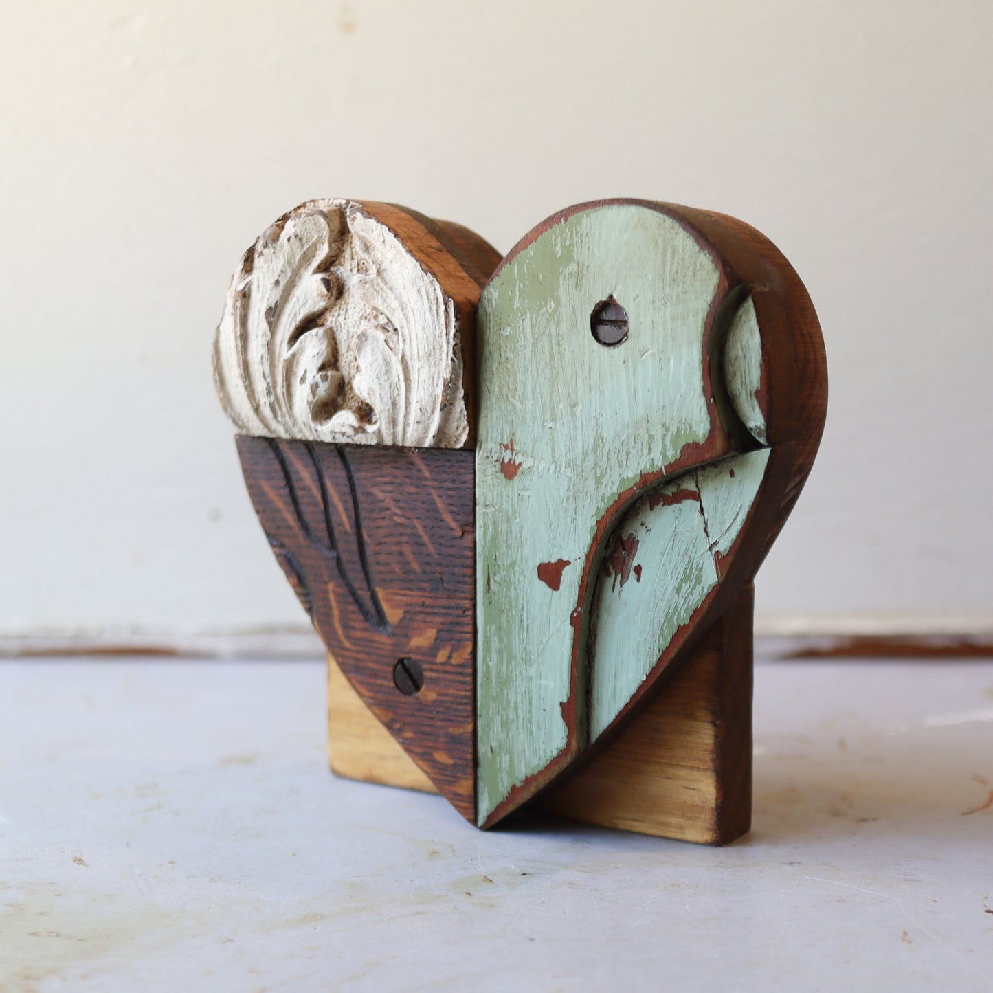 Reclaimed Wooden Heart Emojis - Handmade from Antique Piano Wood