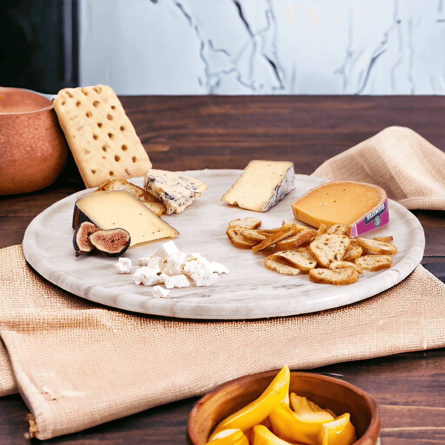Marble Lazy Susan Rotating Board - 18" White Marble