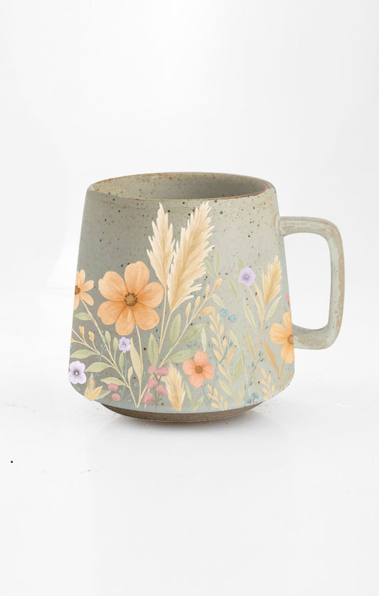 Wildflower Meadow Stoneware Mug with Speckled Glaze
