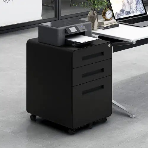3 Drawer Mobile Filing Cabinet - Lockable Steel File Storage