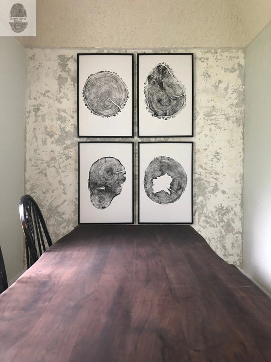 Tree Ring Print Set of 4 - Oak, Pine & Hemlock - 24x36