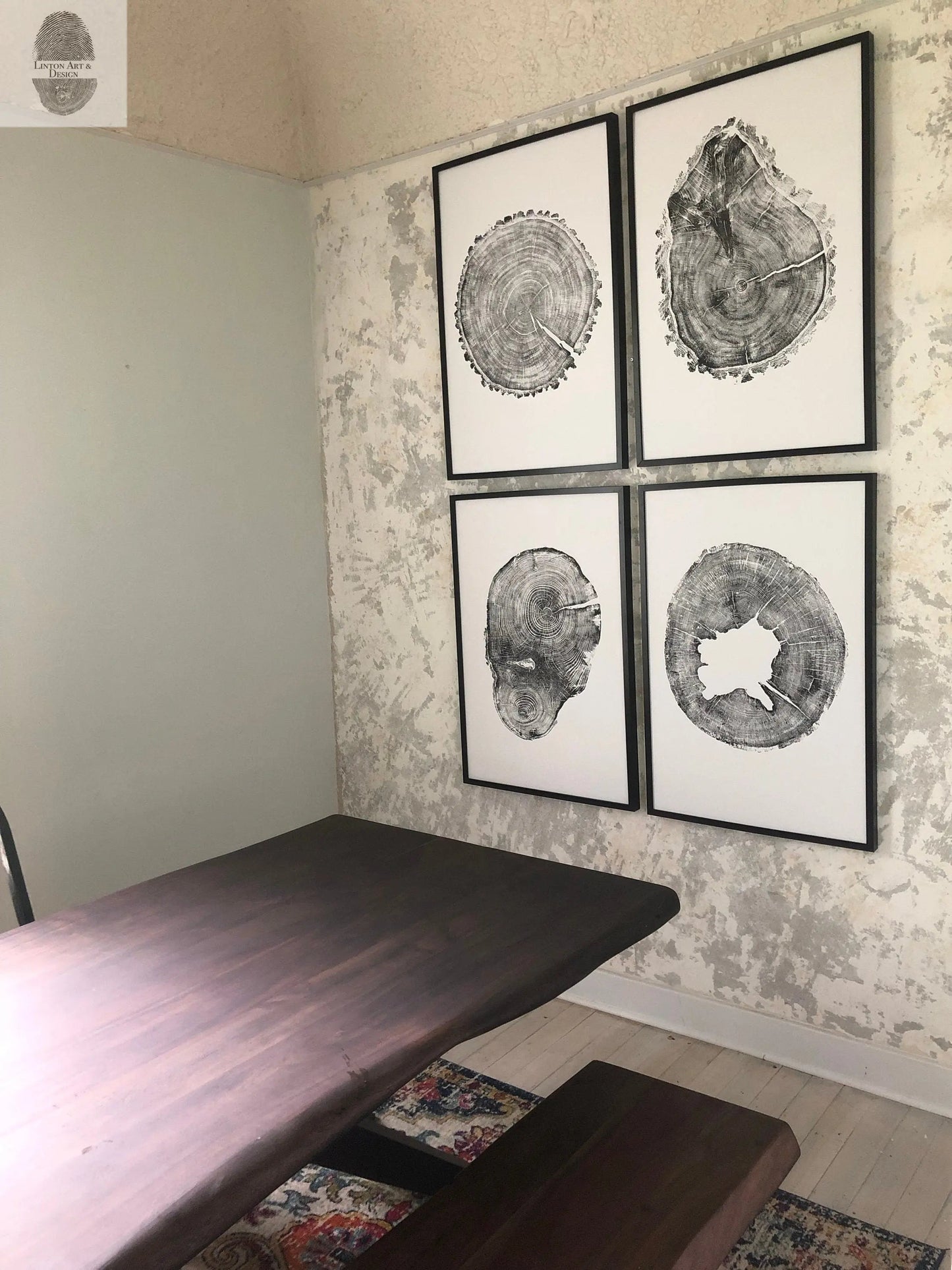 Tree Ring Print Set of 4 - Oak, Pine & Hemlock - 24x36
