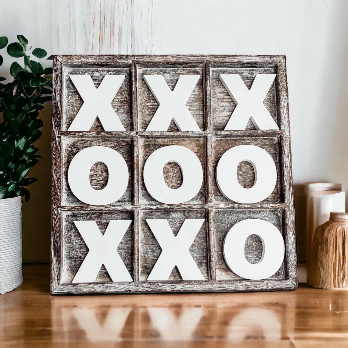 Handmade Wooden Tic Tac Toe Board - 12x12 Rustic Game